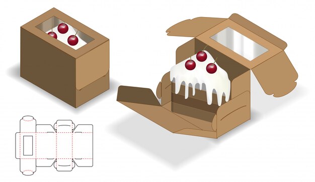 Коробка упаковочная вырубная дизайн шаблона