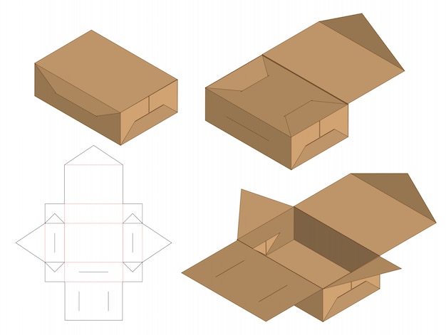 Box packaging die cut template design