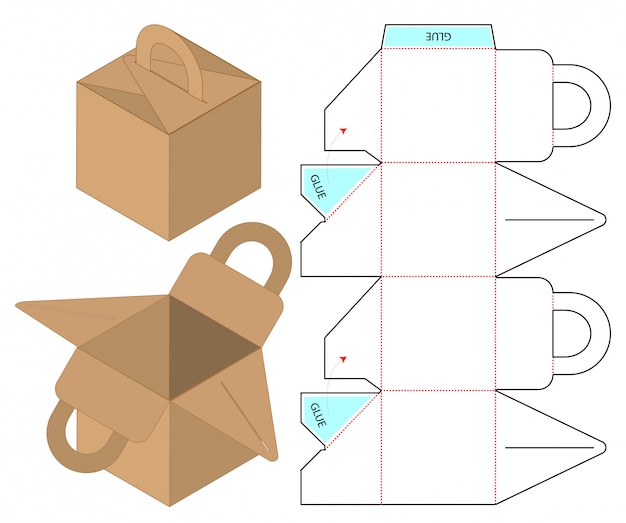 Box packaging die cut template design