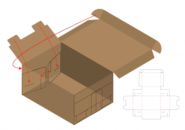Вектор Коробка упаковочная вырубная дизайн шаблона