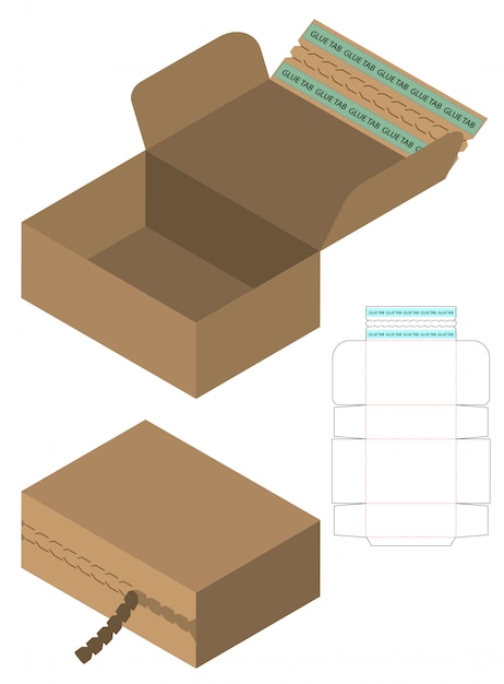 Box packaging die cut template design