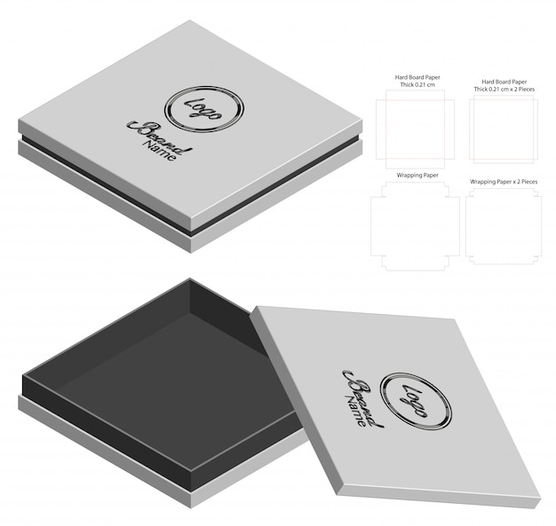 Box packaging die cut template design