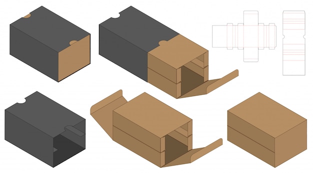 Box packaging die cut template design