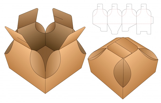 Design del modello fustellato di imballaggio della scatola.