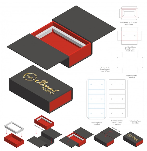 Box packaging die cut template design.