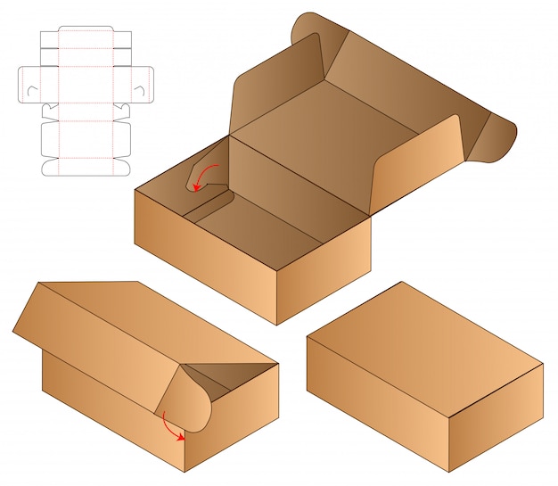 Design del modello fustellato di imballaggio della scatola.