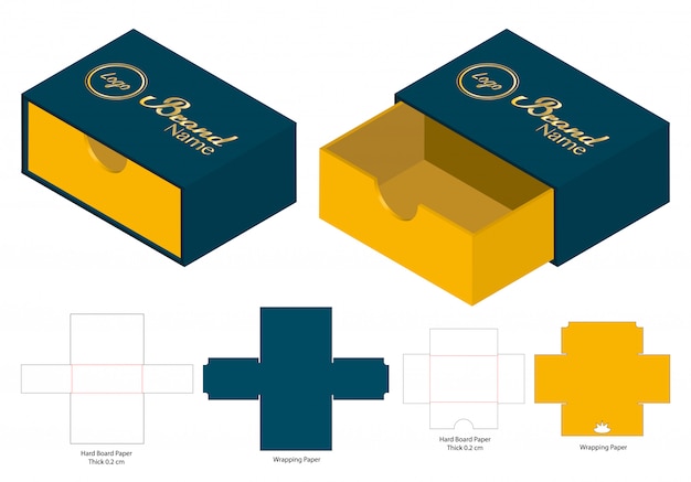 Box packaging die cut template design