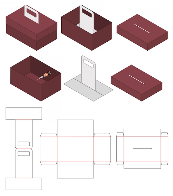 Коробка упаковочная вырубная дизайн шаблона