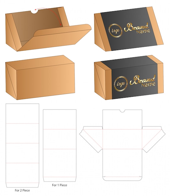 Box packaging die cut template design