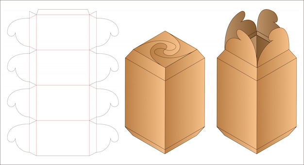 Progettazione del modello fustellato imballaggio della scatola.