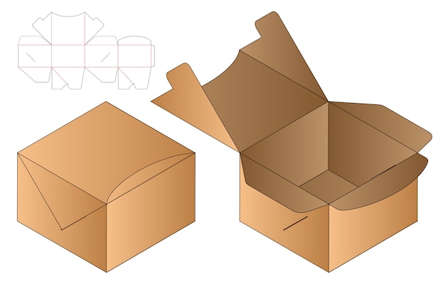 Box packaging die cut template design