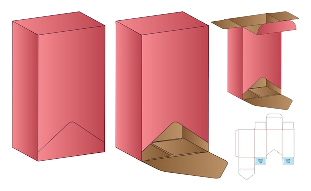 Confezione di scatole fustellate modello di progettazione.