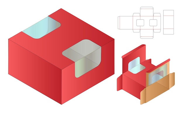 상자 포장 다이 컷 템플릿 디자인.