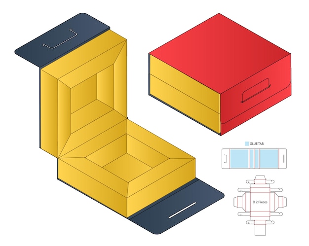 ボックスパッケージのダイカットテンプレートデザイン