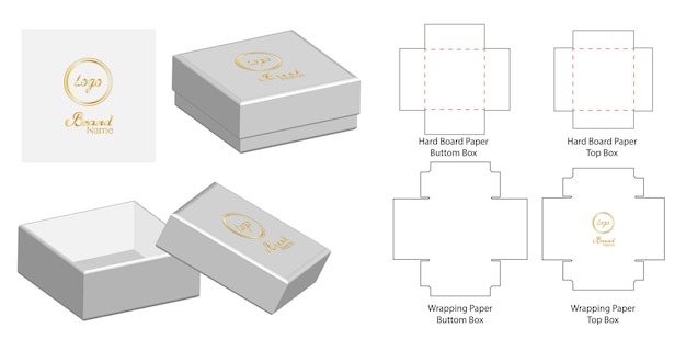 Box packaging die cut template design