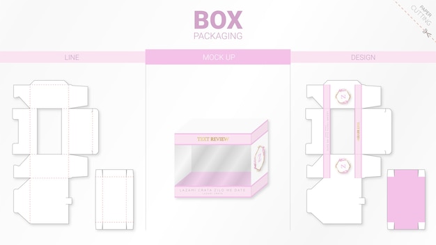 Box packaging and die cut template