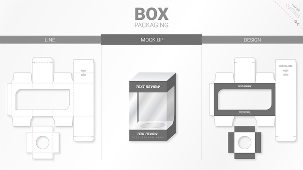 Box packaging and die cut template