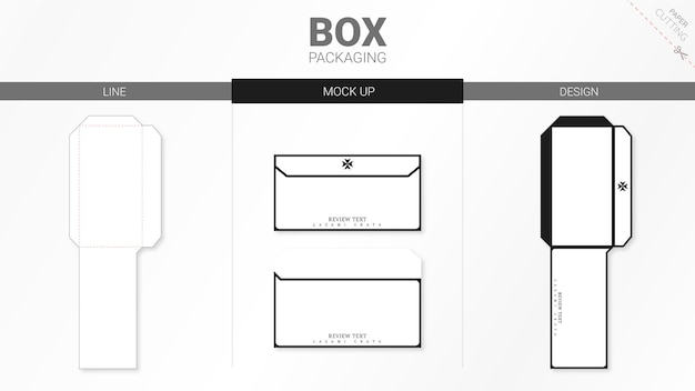 Box packaging and   die cut template