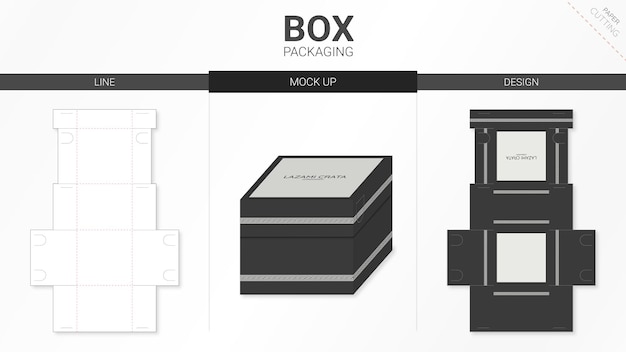 Box packaging and die cut template