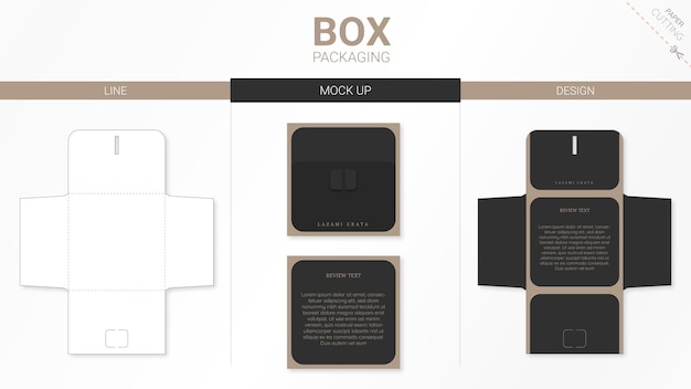 Vector box packaging and  die cut template