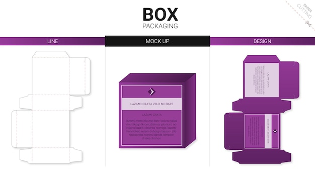 Box packaging and   die cut template