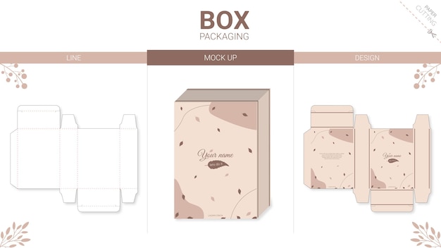 Box packaging and   die cut template