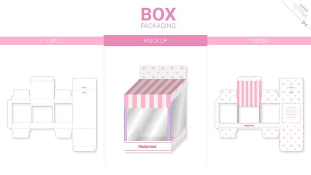 Box packaging and die cut template