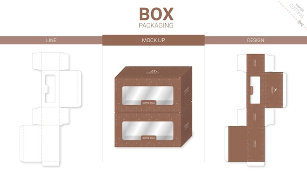 Box packaging and die cut template