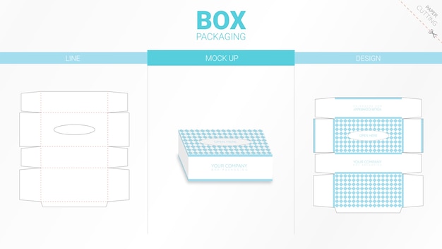 Box packaging die cut template