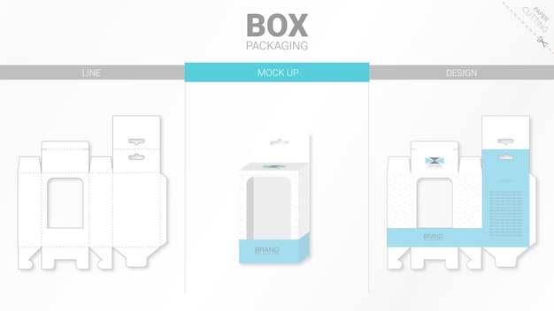 Box packaging and  die cut template