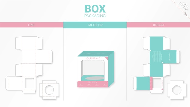 Box packaging and  die cut template