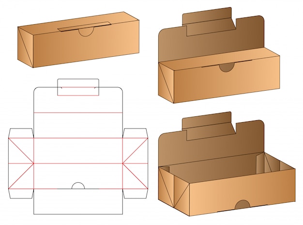 Box packaging die cut template