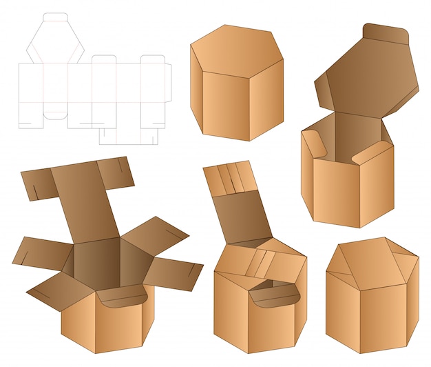 Box packaging die cut template