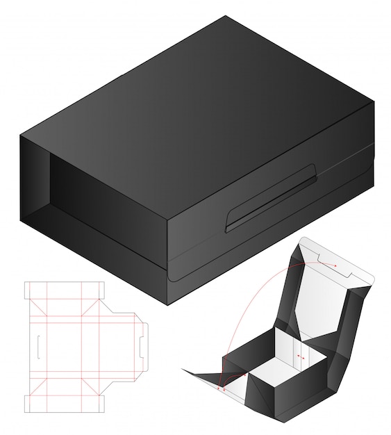 Box packaging die cut template