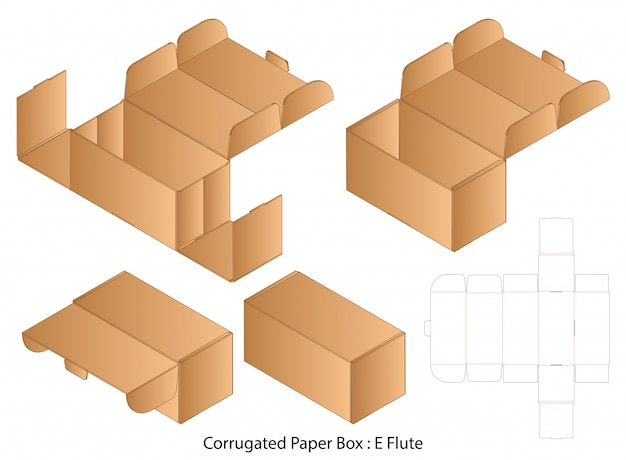 Box packaging die cut template