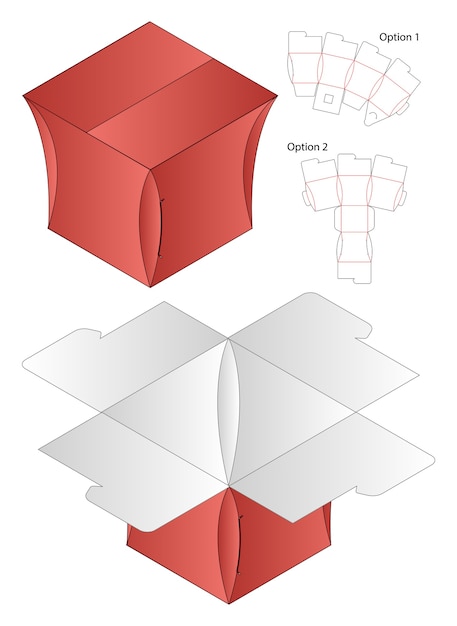 Box packaging die cut template