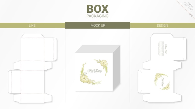 Box packaging and moackup die cut template