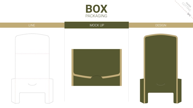 Box packaging and mockup die cut template