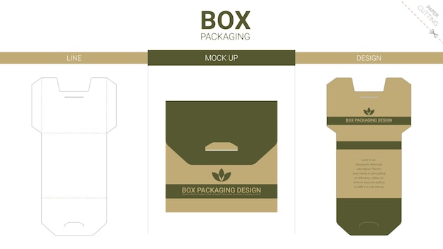 Box packaging and mockup die cut template