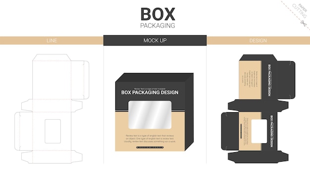 Box packaging and mockup die cut template