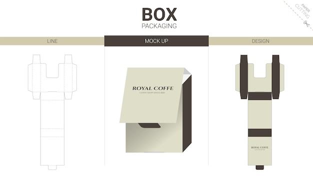 Vector box packaging and mockup die cut template