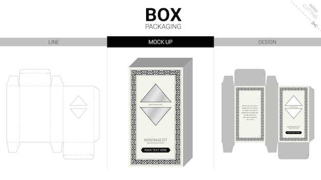 Box packaging and mockup die cut template