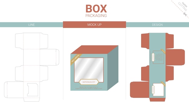 Box packaging and mockup die cut template