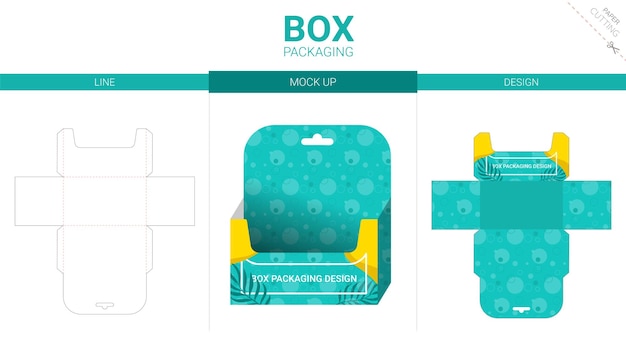 Box packaging and mockup die cut template