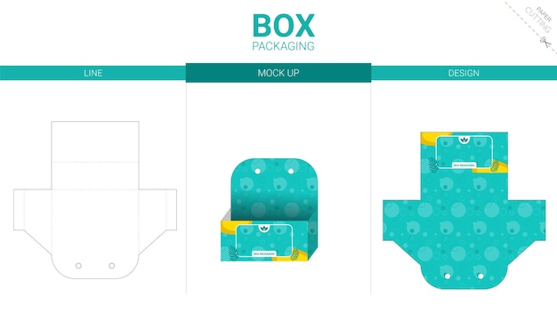 Box packaging and mockup die cut template