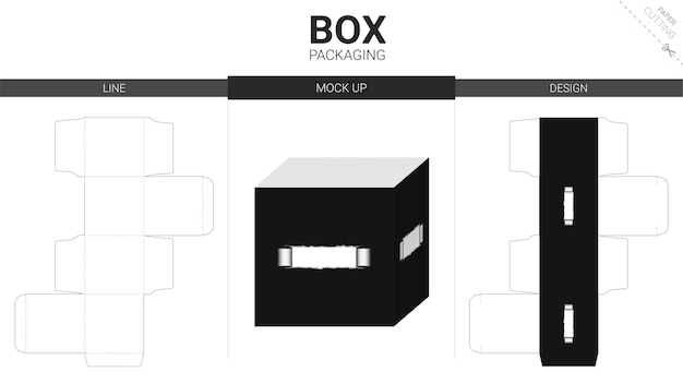 Box packaging and mockup die cut template