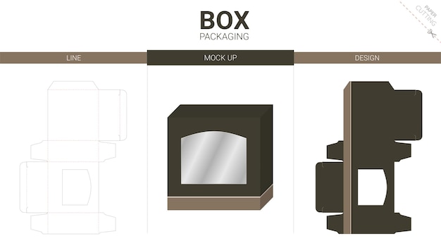 Vector box packaging and mockup die cut template