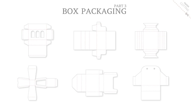 Box packaging and mockup die cut template