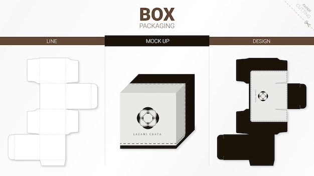 Box packaging and mockup die cut template