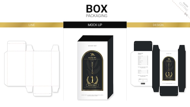 Vector box packaging and mockup die cut template